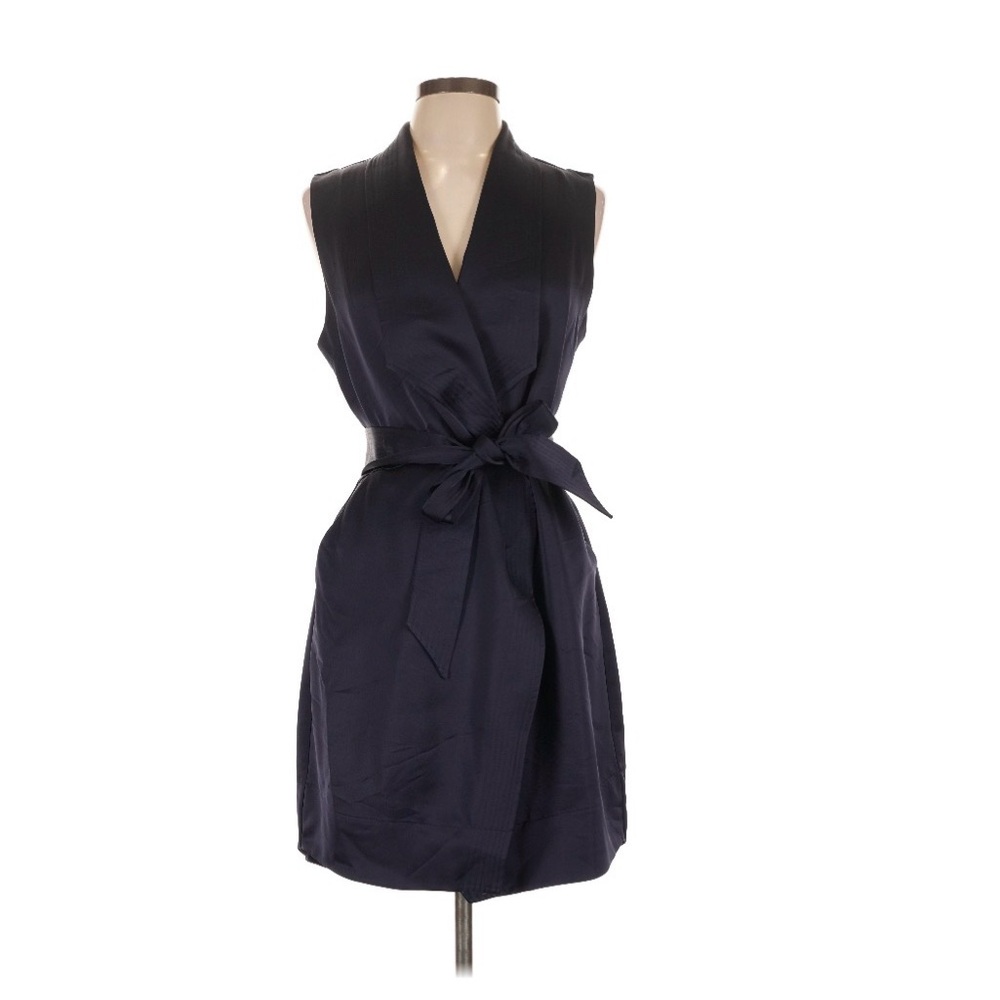 AYR Navy Sleeveless Wrap Dress with Waist Tie
